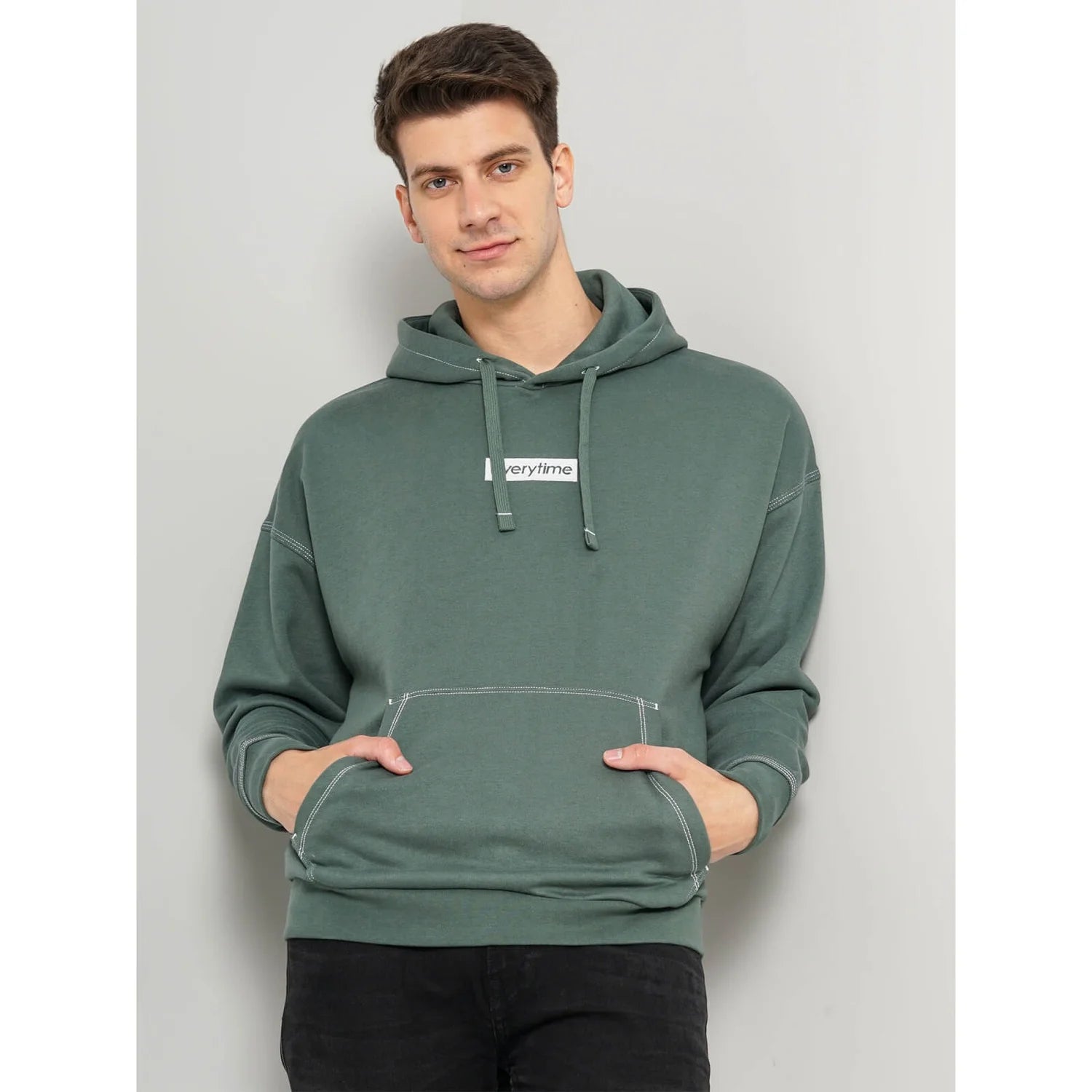 Green Printed Cotton Blend Sweatshirt