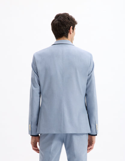 Celio* Men Blue Solid Slim Fit Polyester Blend Jacket