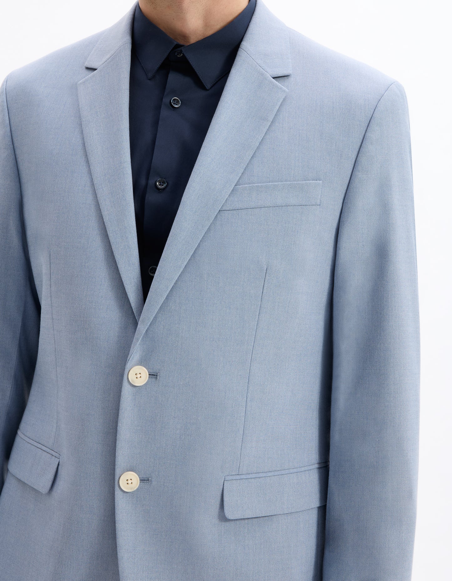 Celio* Men Blue Solid Slim Fit Polyester Blend Jacket