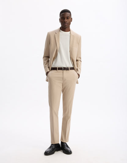 Celio* Men Beige Solid Slim Fit Polyester Blend Jacket