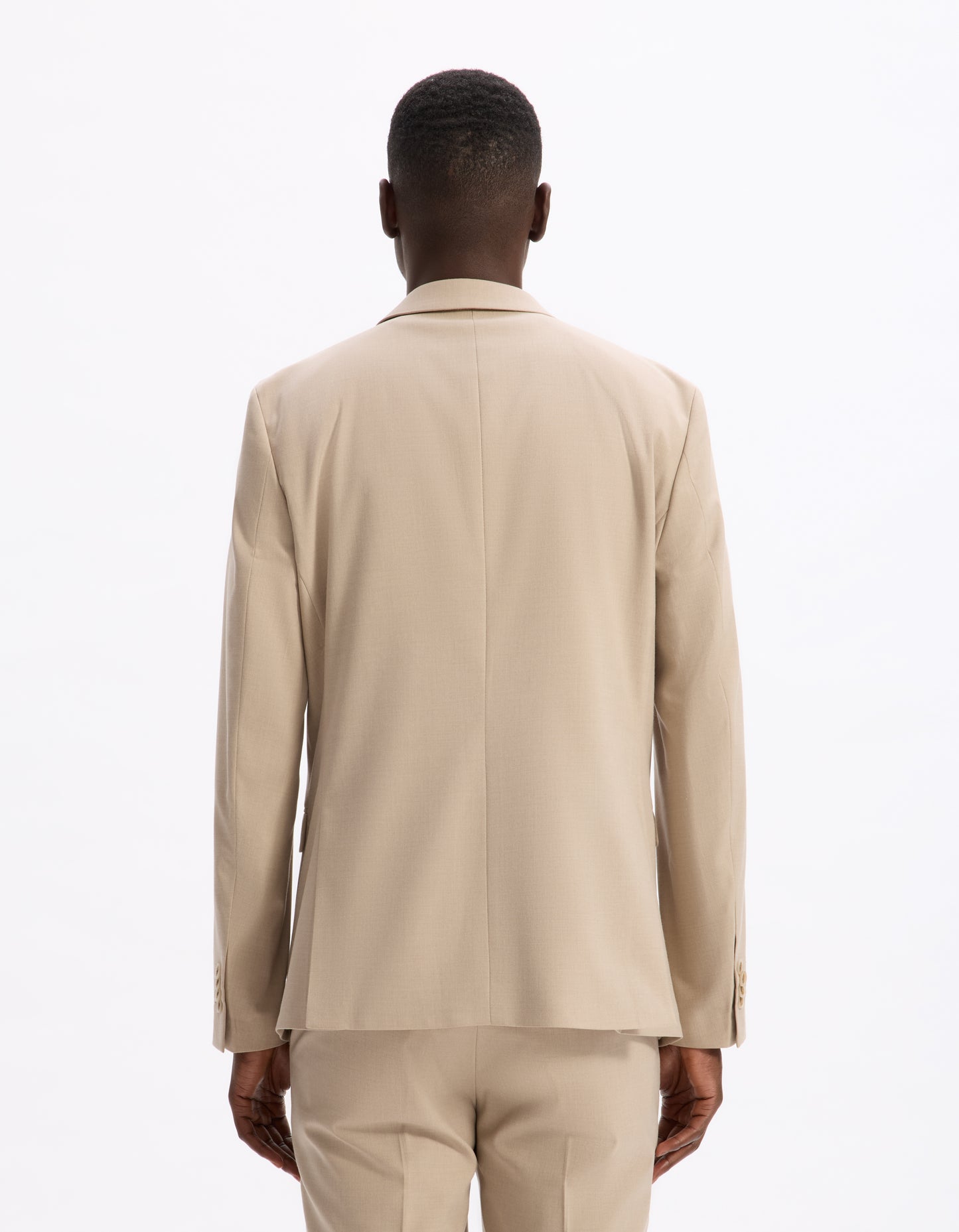 Celio* Men Beige Solid Slim Fit Polyester Blend Jacket