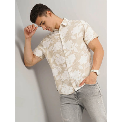 Cream Floral Viscose Shirt