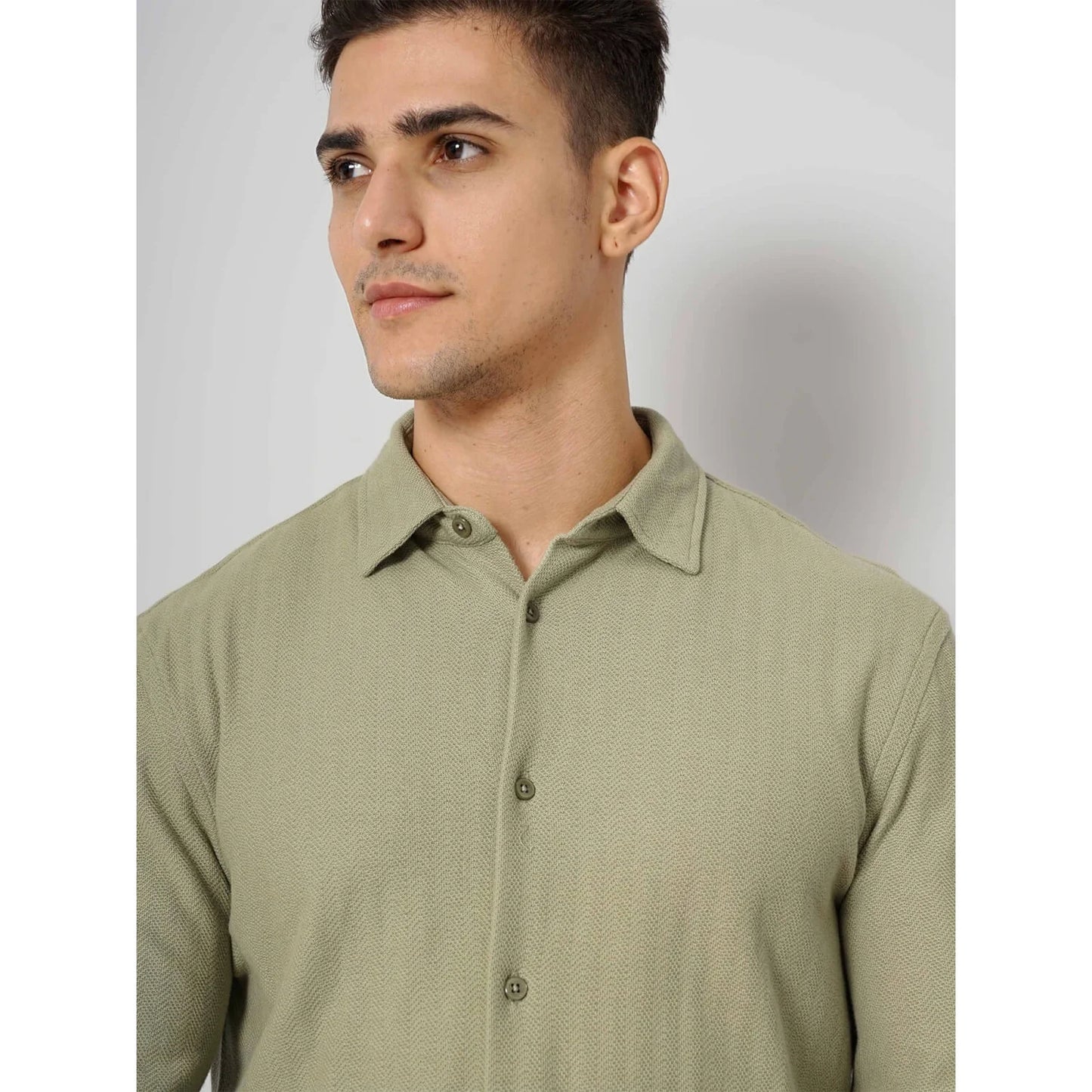 Cream Solid Cotton Shirt