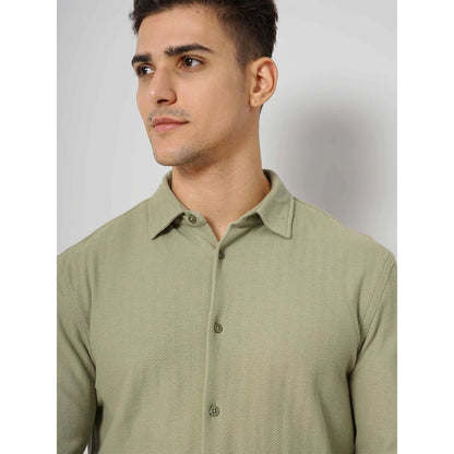 Cream Solid Cotton Shirt