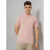 Celio* Textured Regular Fit Cotton Pink T-Shirt