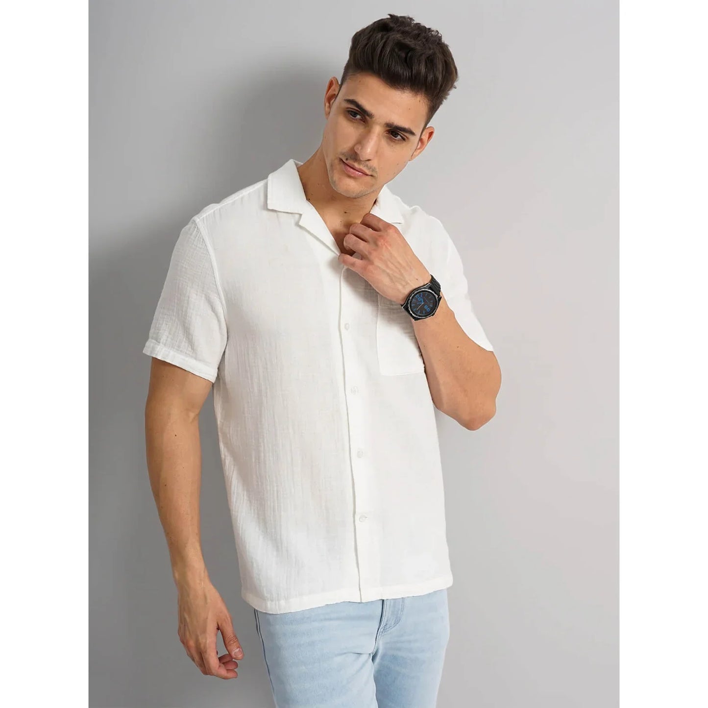 White Solid Cotton Shirt