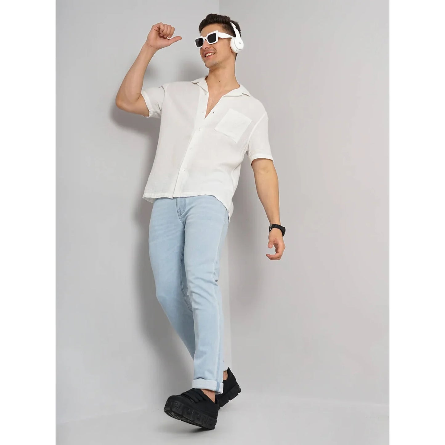 White Solid Cotton Shirt