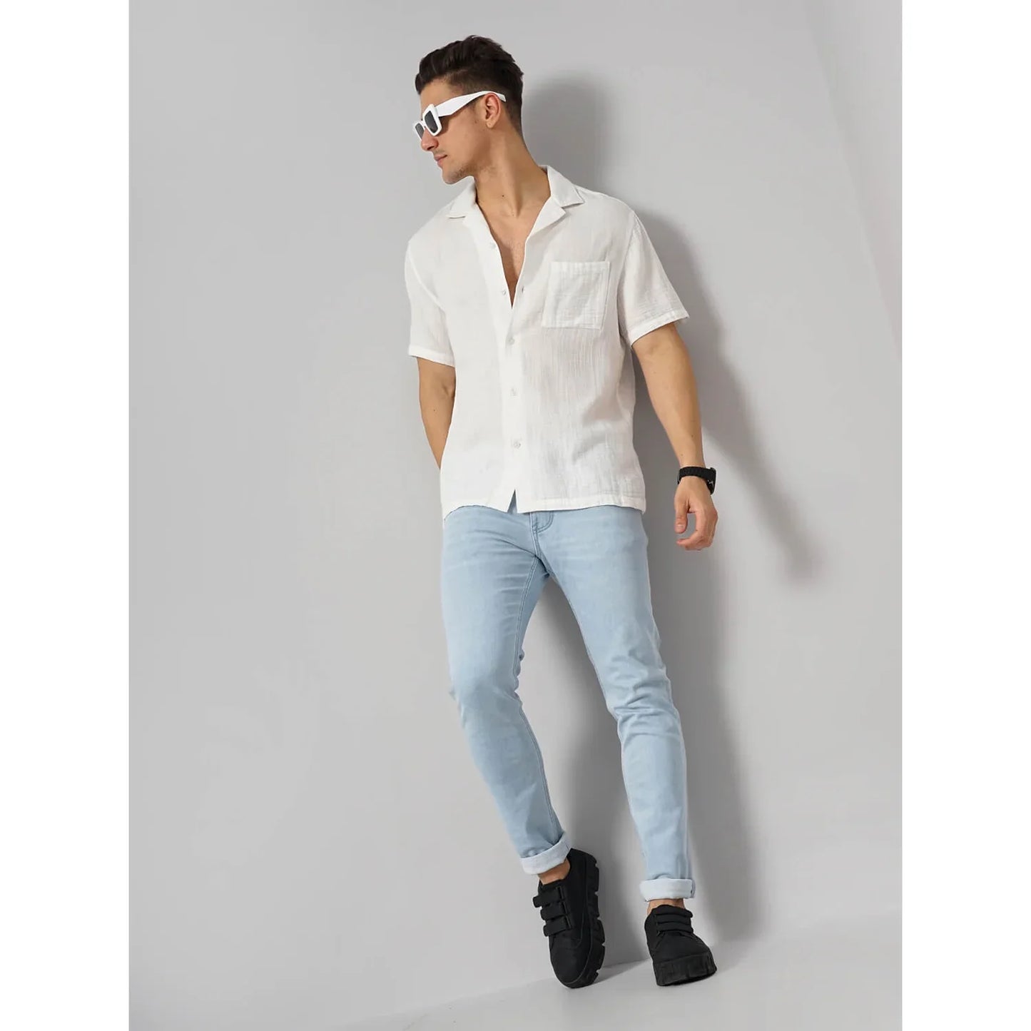 White Solid Cotton Shirt