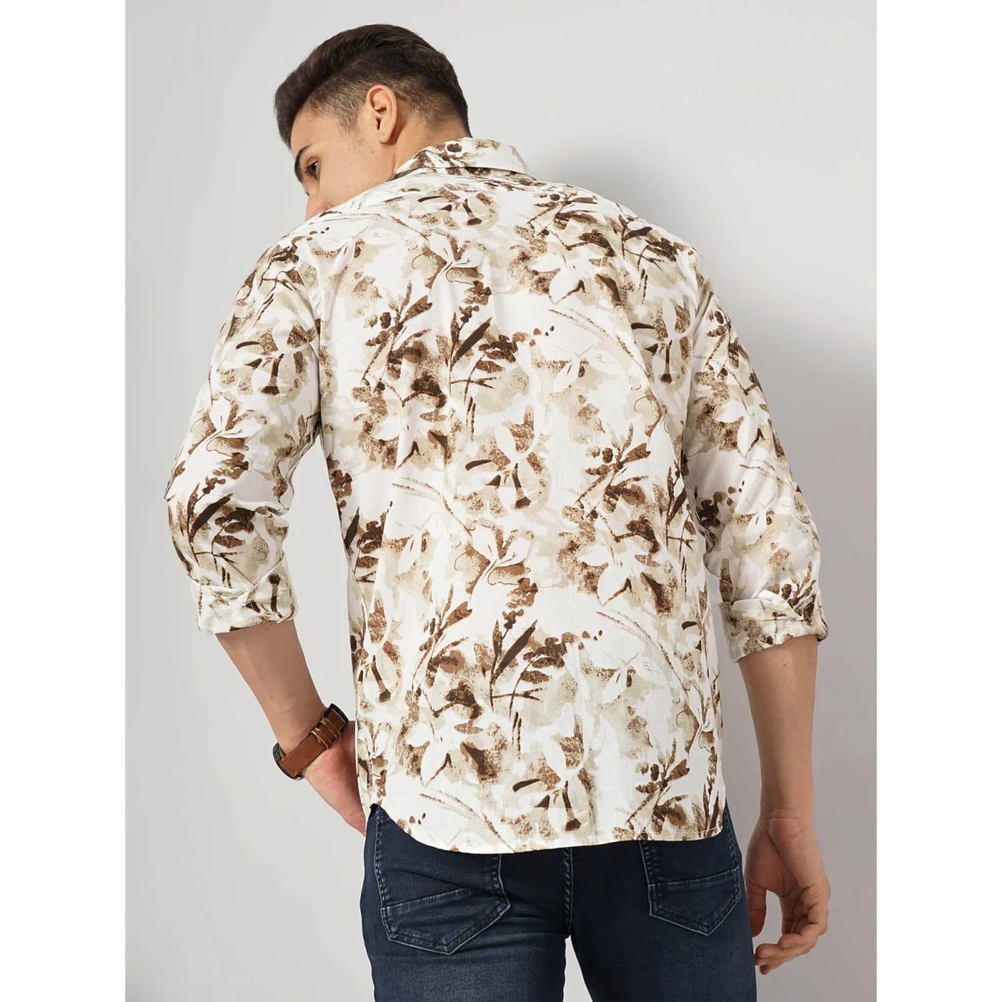 Cream Floral Cotton Shirt