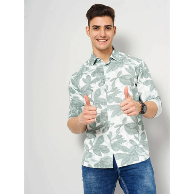 Celio* Botanical Regular Fit Viscose Green Shirt