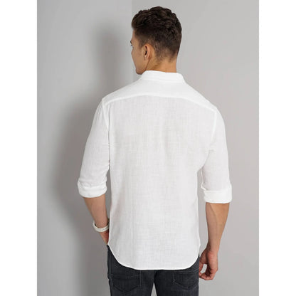 Cream Solid Cotton Shirt