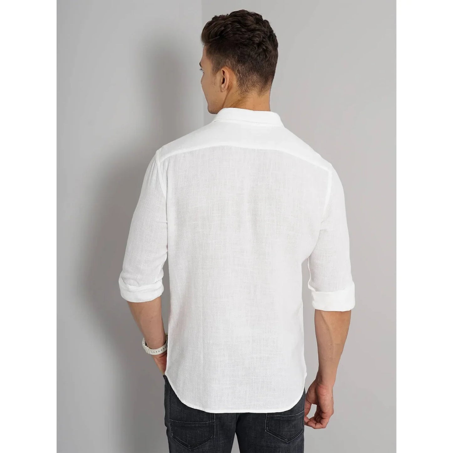 White Solid Cotton Shirt