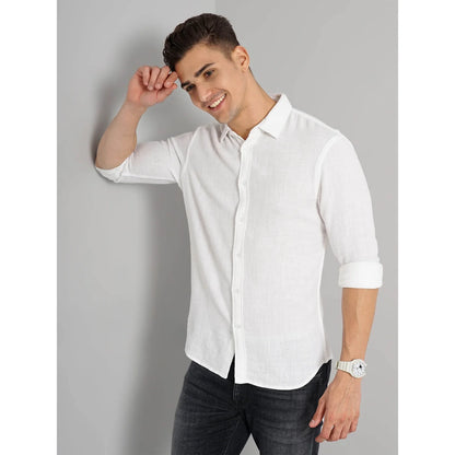 Cream Solid Cotton Shirt