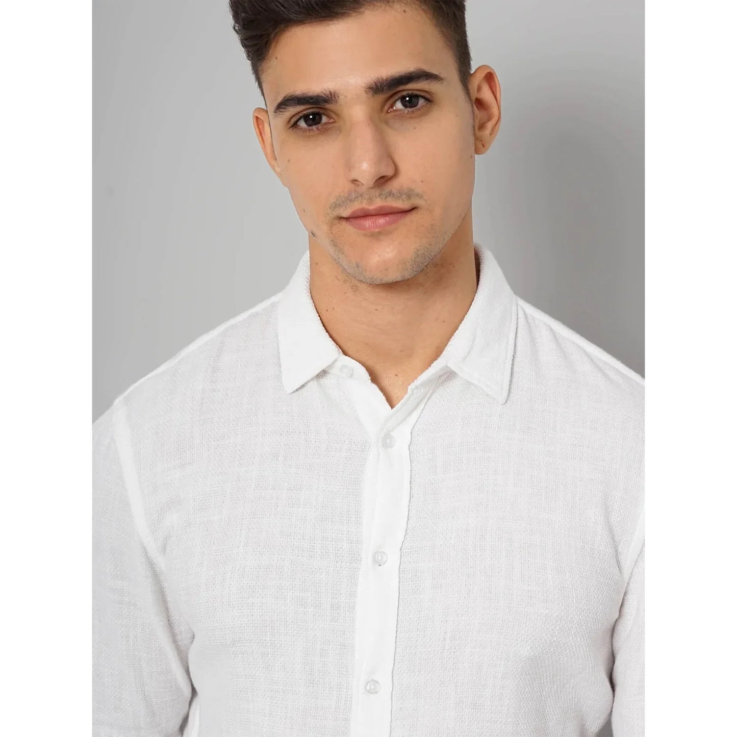 White Solid Cotton Shirt