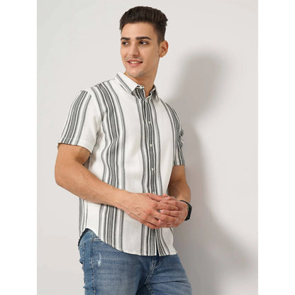 Cream Striped Cotton Shirt