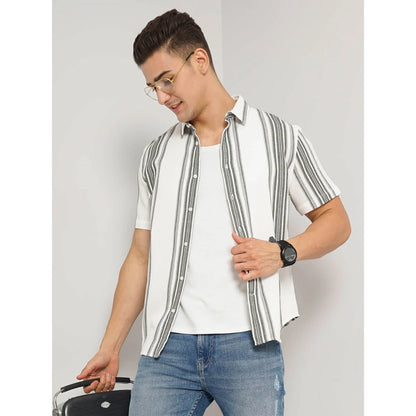 Cream Striped Cotton Shirt