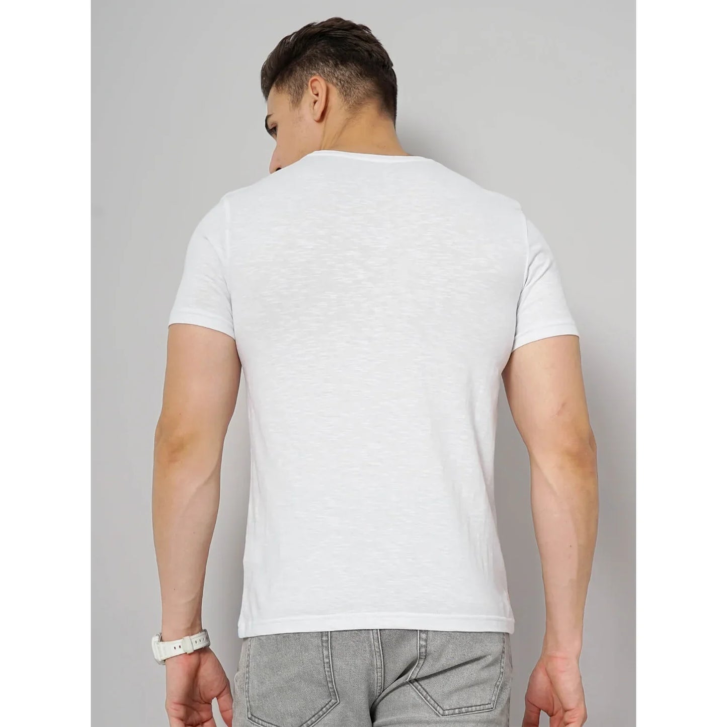 White Abstract Cotton T-Shirt