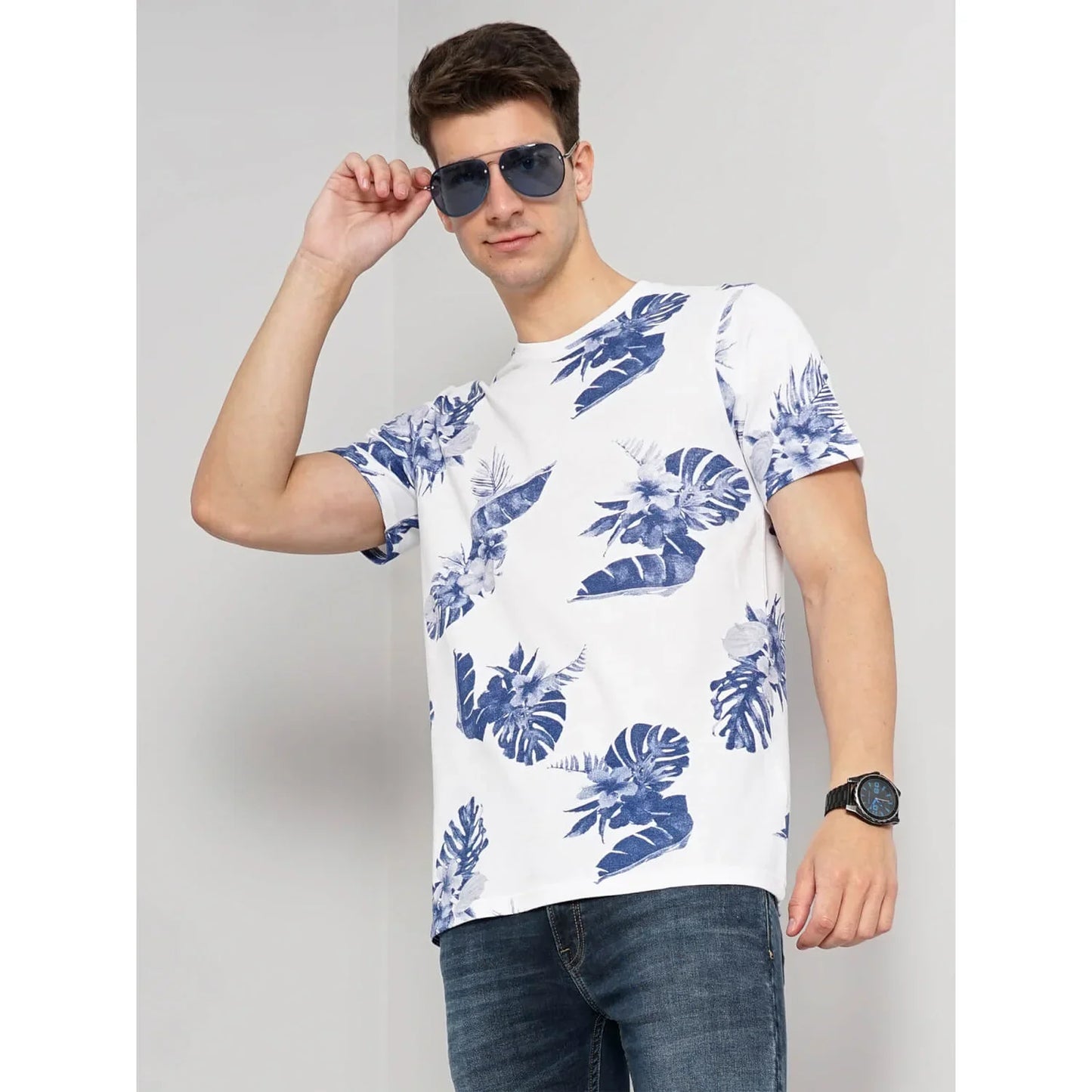 White Floral Cotton T-Shirt