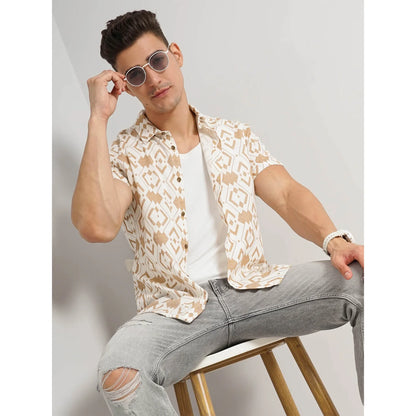 Cream Floral Cotton Shirt