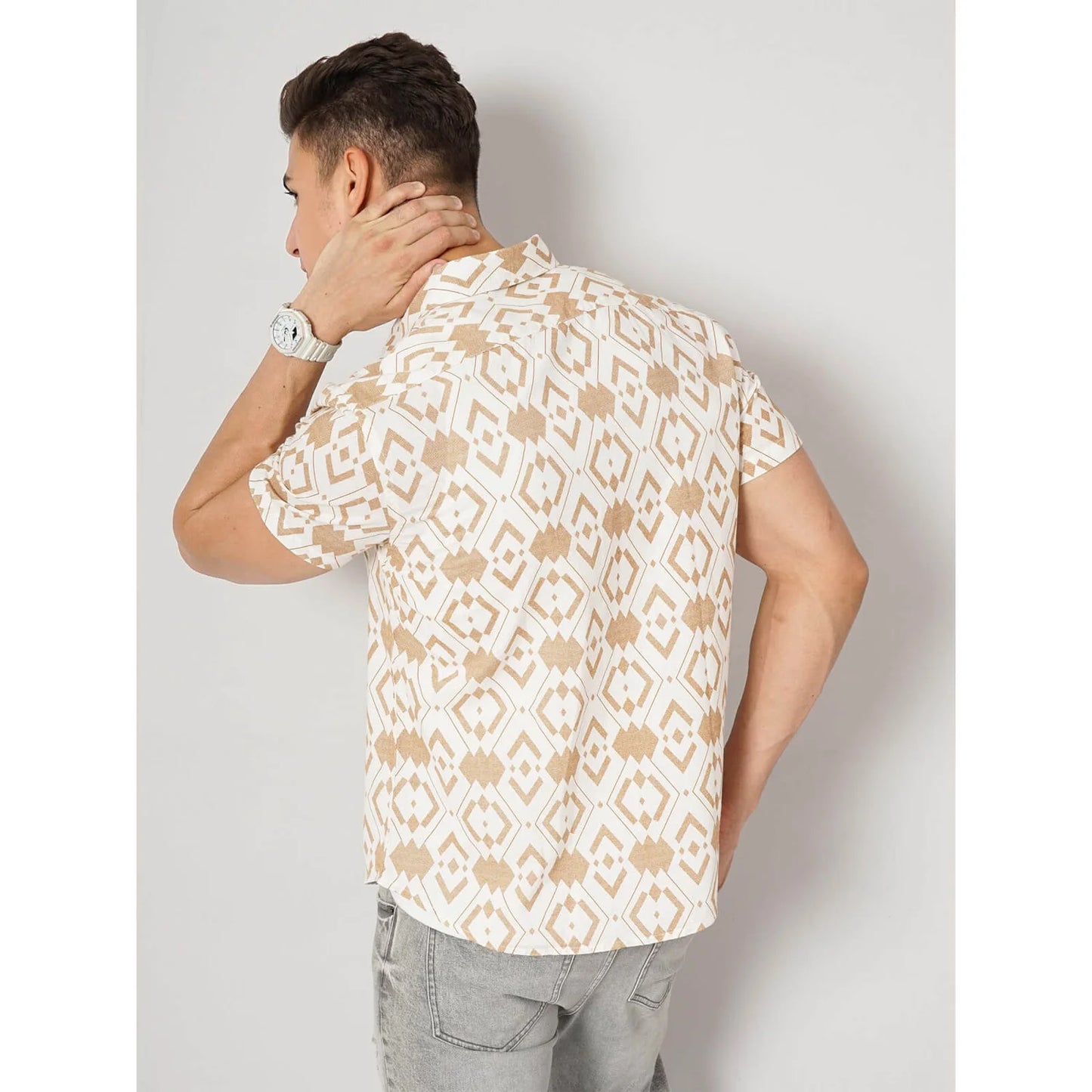 Cream Floral Cotton Shirt