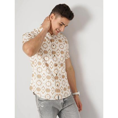 Cream Floral Cotton Shirt