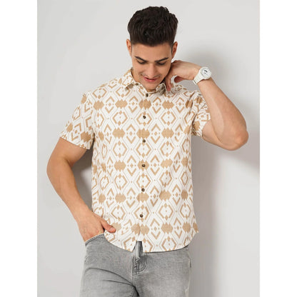 Cream Floral Cotton Shirt