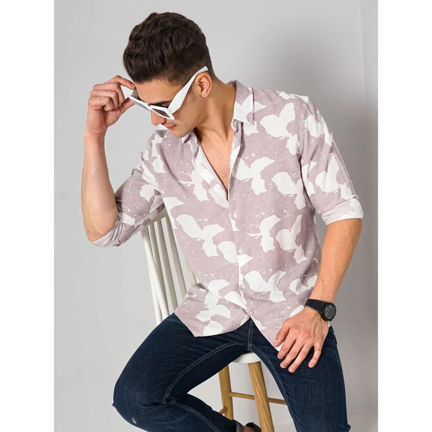 Pink Abstract Viscose Shirt