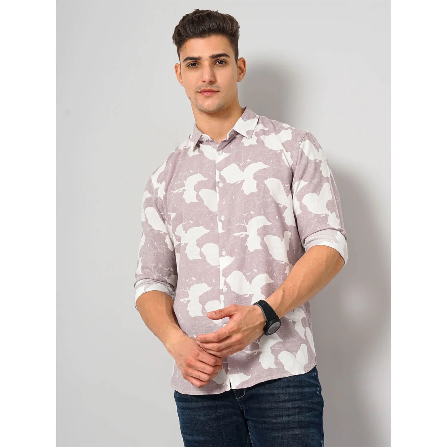 Pink Abstract Viscose Shirt