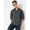 Celio* Floral Regular Fit Viscose Blue Shirt
