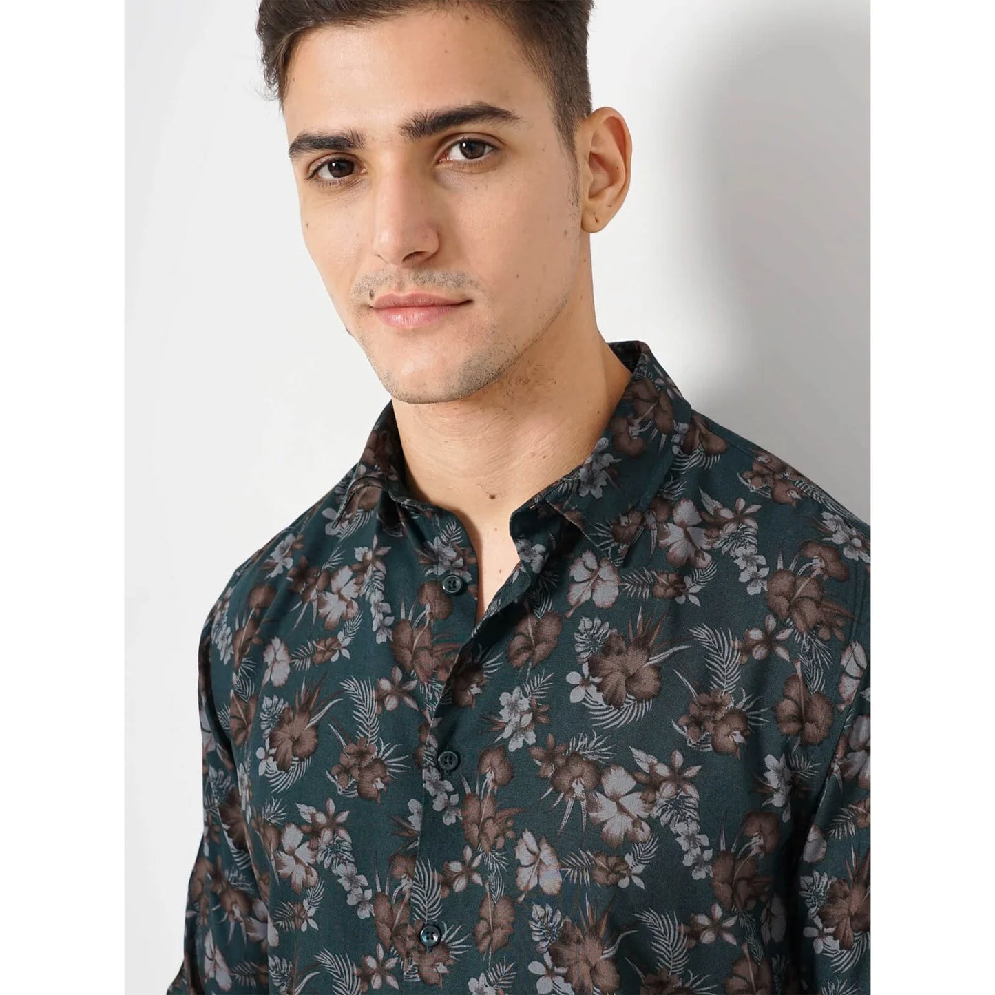 Cream Floral Viscose Shirt