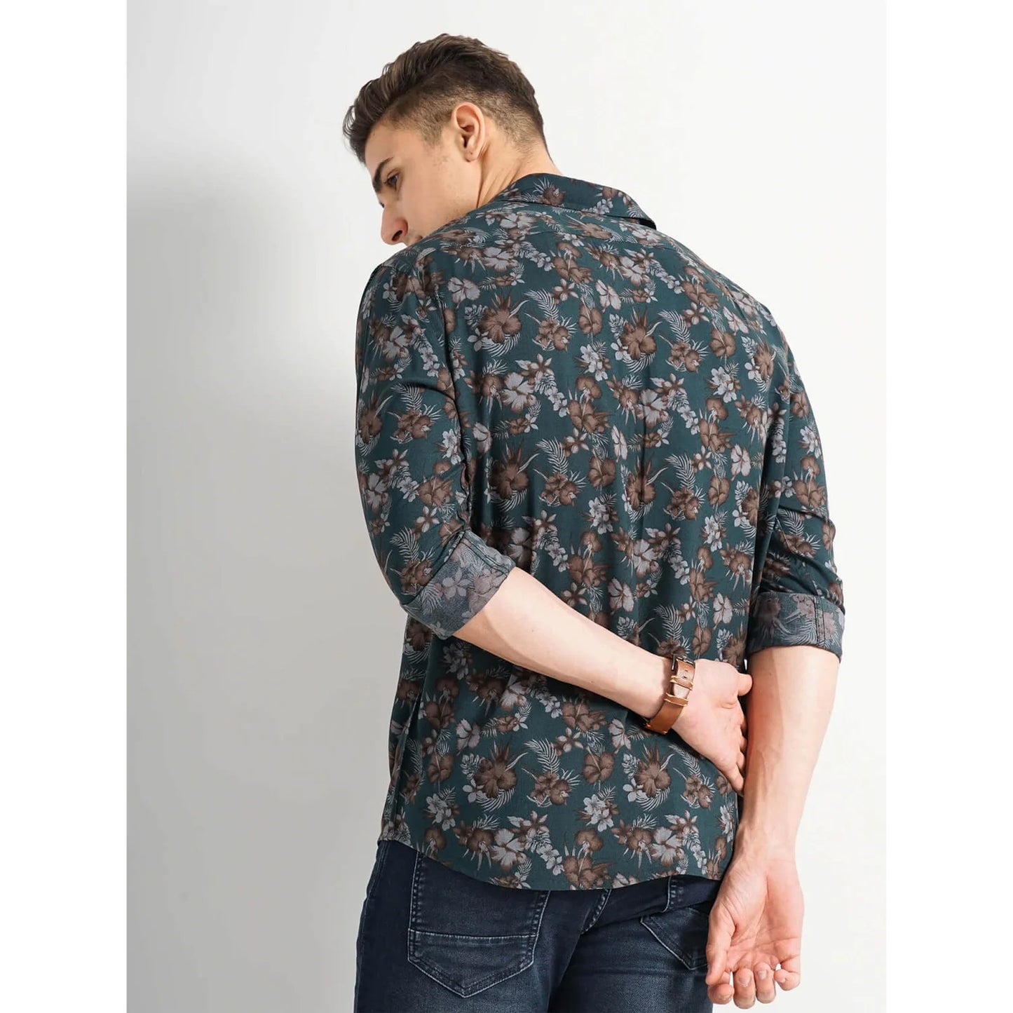 Cream Floral Viscose Shirt