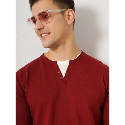 Maroon Solid Cotton Sweater