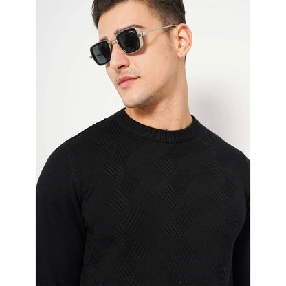 Black Solid Cotton Sweater