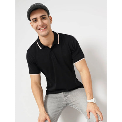 Cream Solid Cotton Polo