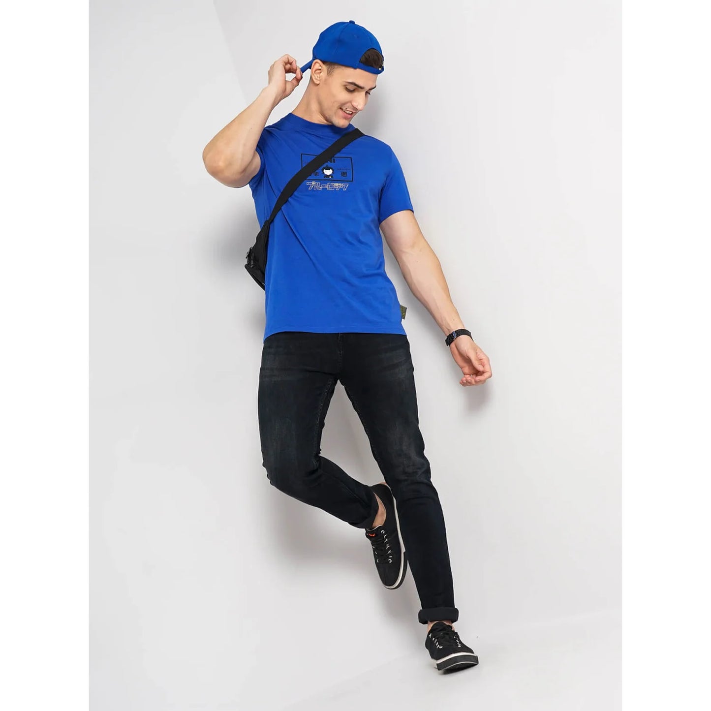 Blue Lock - Blue Printed Cotton T-shirt