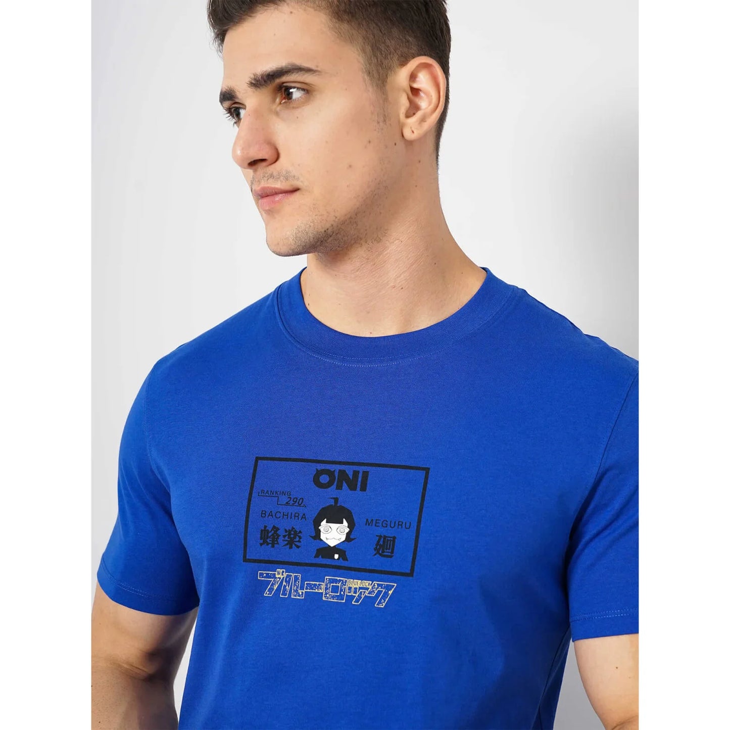 Blue Lock - Blue Printed Cotton T-shirt