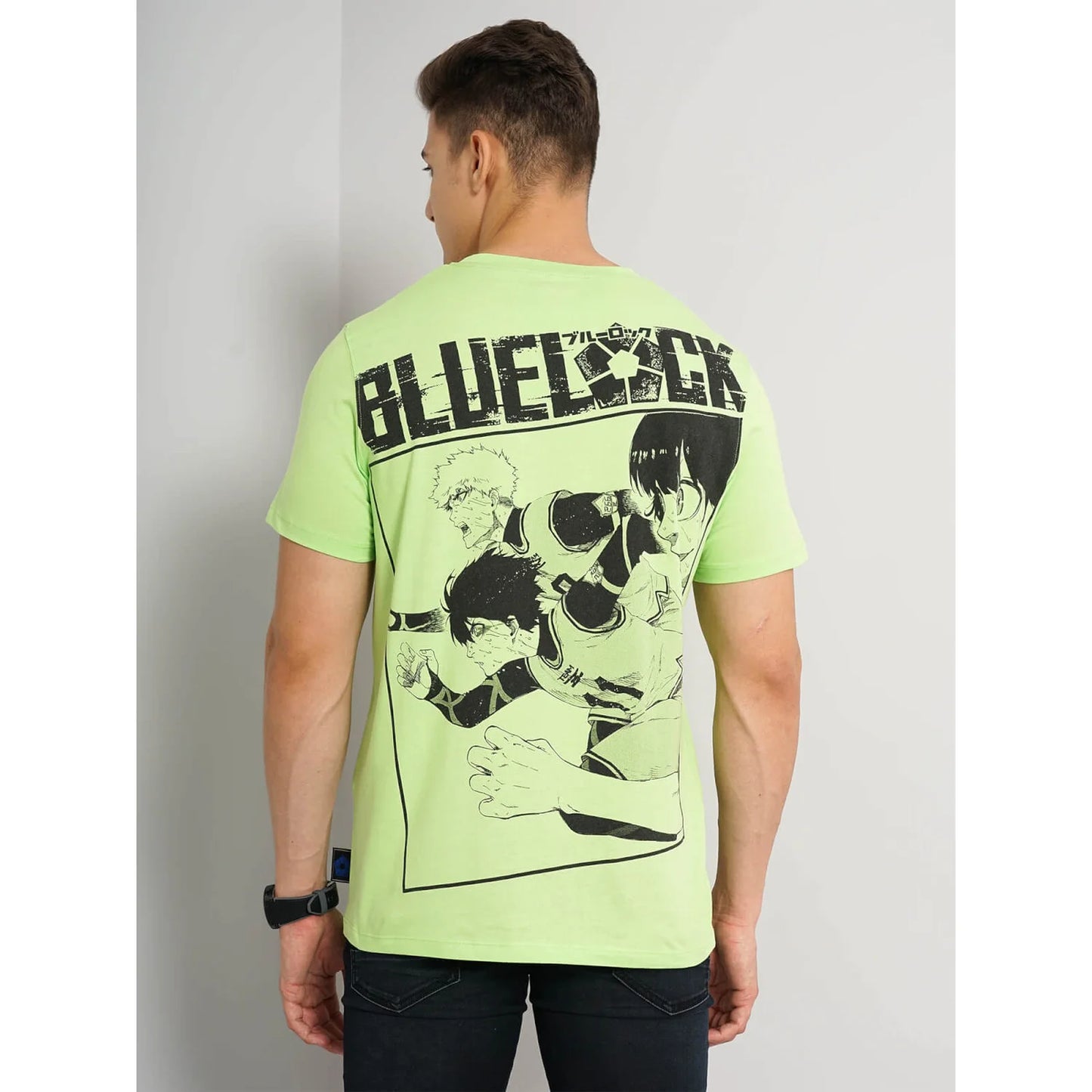 Blue Lock - Lime Green Printed Cotton T-shirt