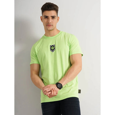 Celio* Blue_Lock Regular Fit Cotton Green T-Shirt