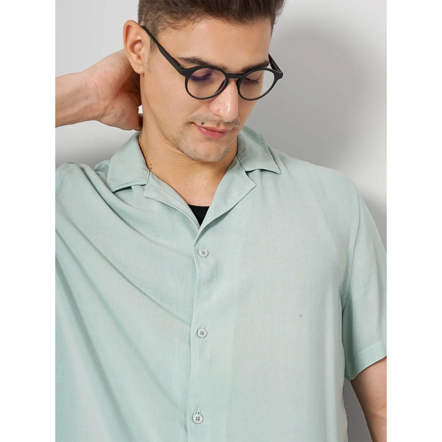 Cream Solid Viscose Shirt