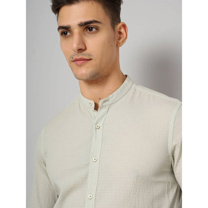 Cream Solid Cotton Blend Shirt