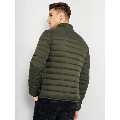 Olive Solid Polyamide Jacket