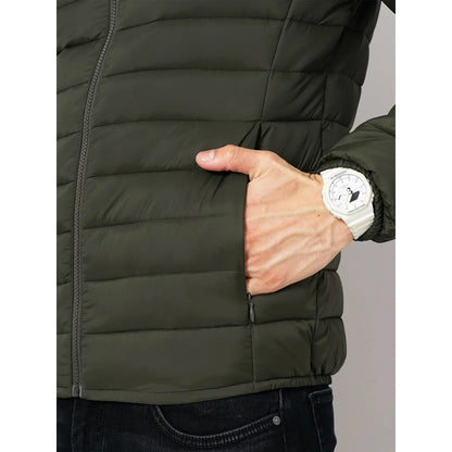 Olive Solid Polyamide Jacket