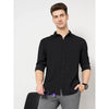 Celio* Solid Slim Fit Viscose-Blend Black Shirt