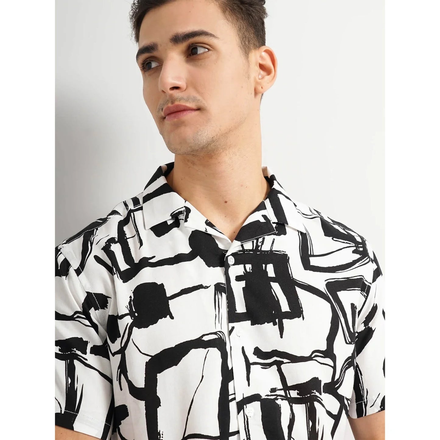 White Abstract Viscose Shirt