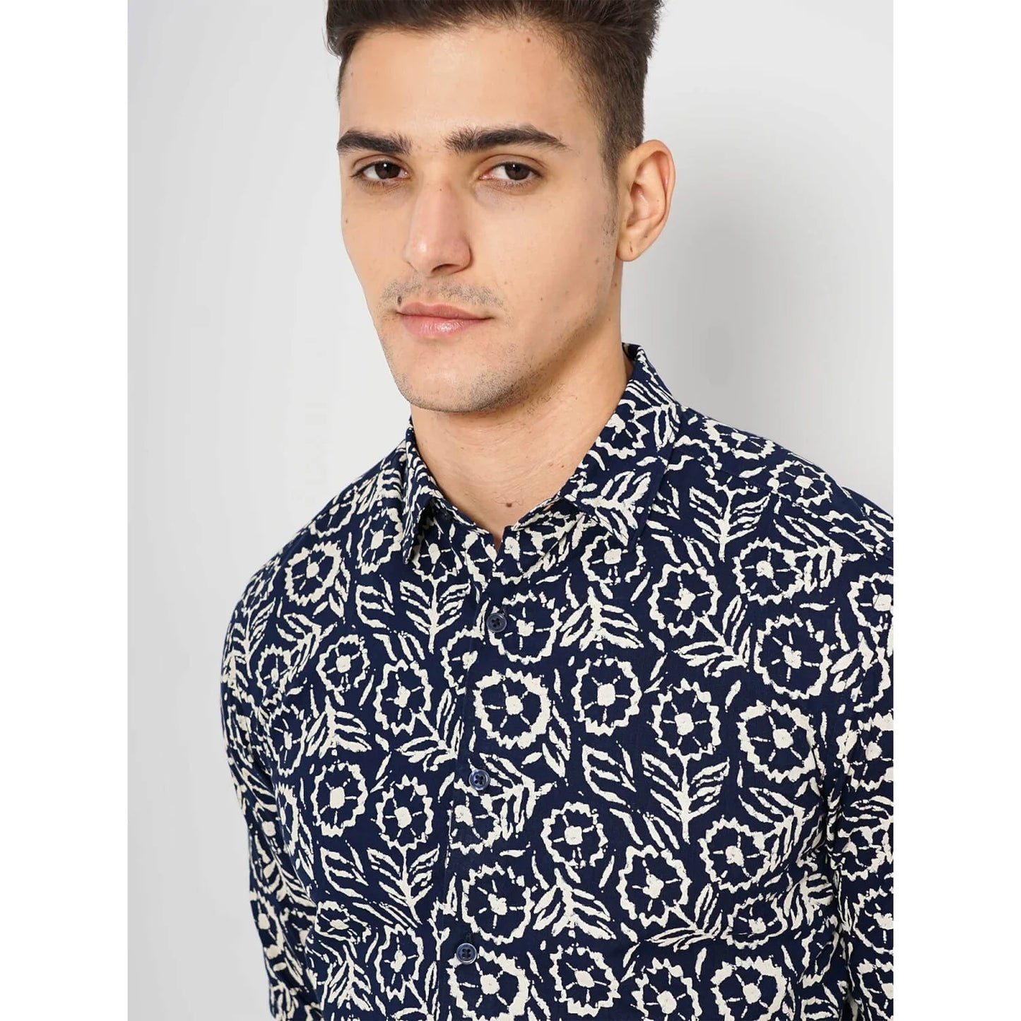 Cream Floral Cotton Shirt