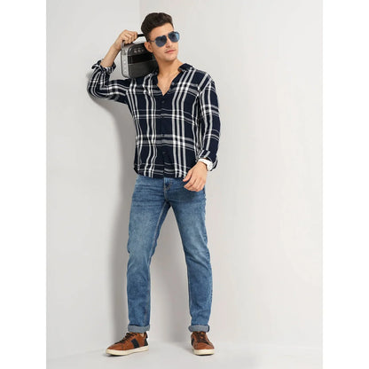 Blue Checked Viscose Shirt