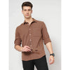 Celio* Solid Regular Fit Polyester Brown Shirt