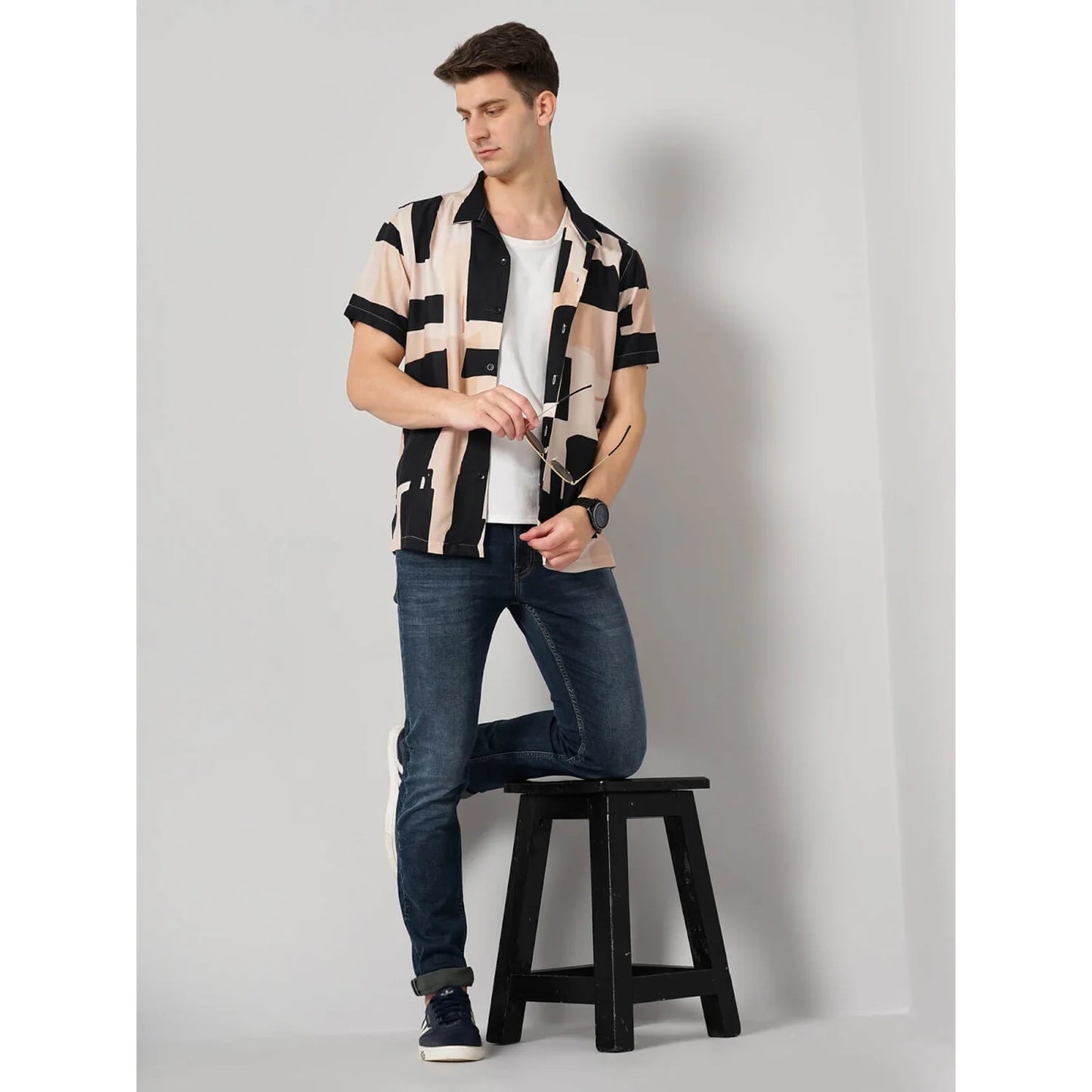 Celio* Geometric Regular Fit Viscose Multi Shirt