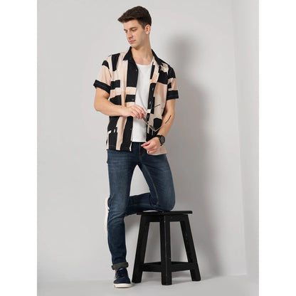 Celio* Geometric Regular Fit Viscose Multi Shirt