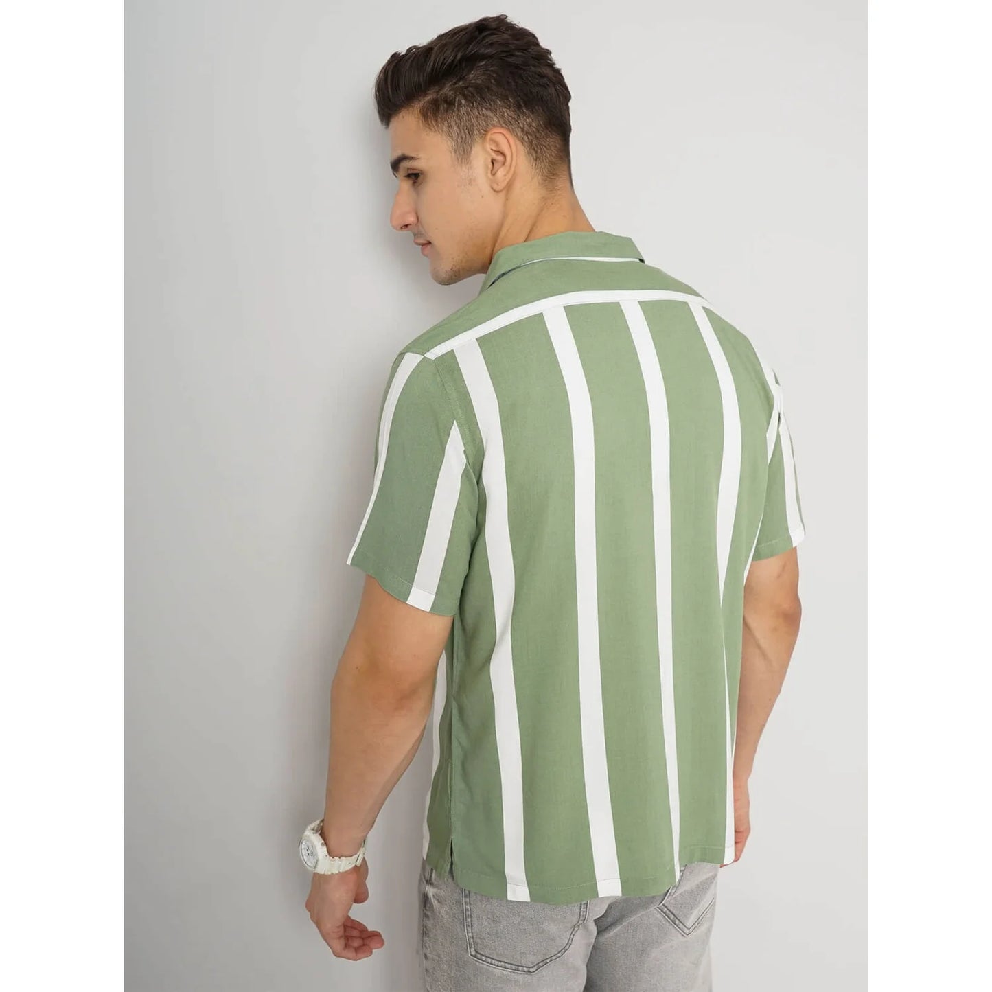 Cream Striped Viscose Shirt